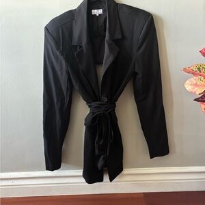 DANIELLE BERNSTEIN Black Tie-Waist Blazer